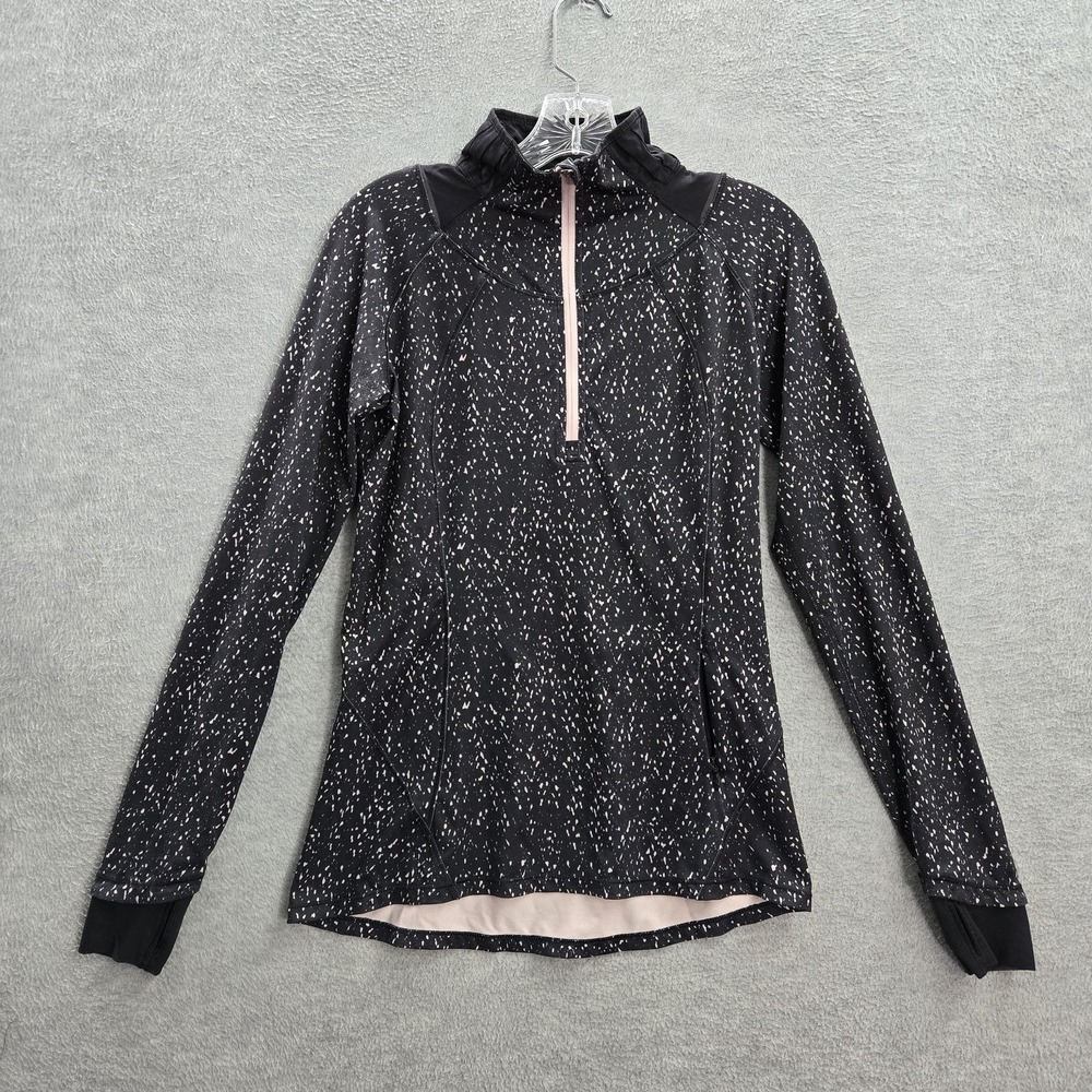 Lululemon Women Activewear Top‎ 6 Black Go The Distance 1/2 Zip Geometric